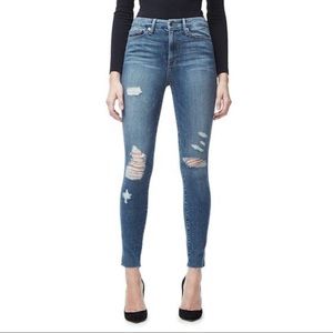 Good American Distressed Good Waist Raw Edge Crop Skinny Jeans Blue026 s…